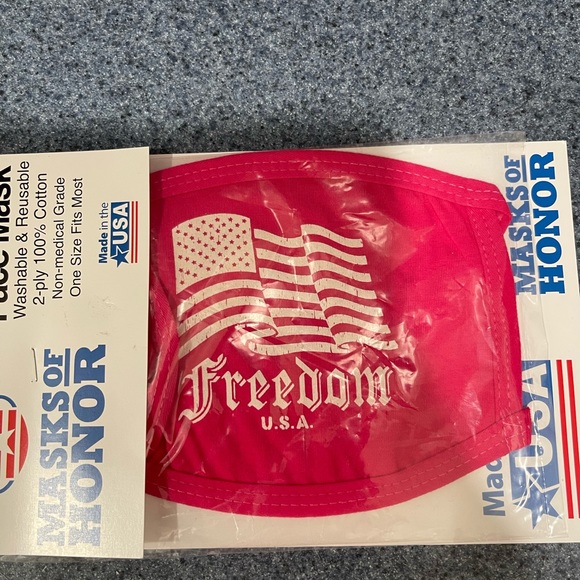 NEW PINK MASK of HONOR NEW in PACKAGE OSFM 100% 2-ply Cotton - Picture 2 of 4